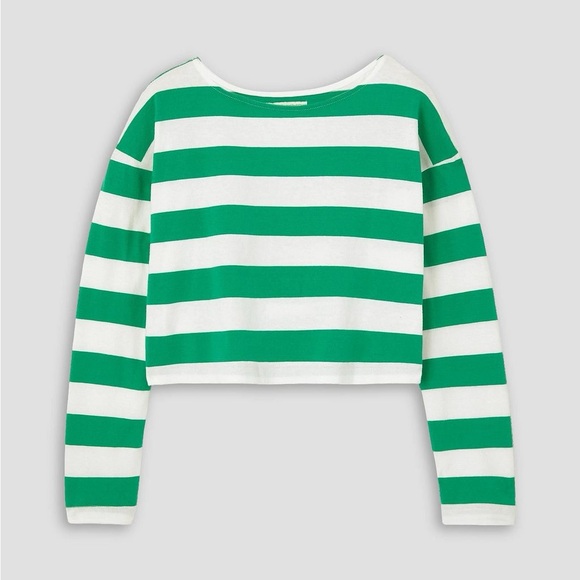 NWT Suzie Kondi Psaras Striped Tee in Green and White Stripe Sz XL - Picture 2 of 12